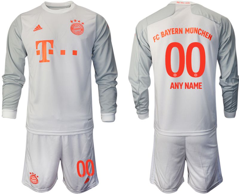 Men 2020-2021 club Bayern Munich away long sleeves customized white Soccer Jerseys->bayern munich jersey->Soccer Club Jersey